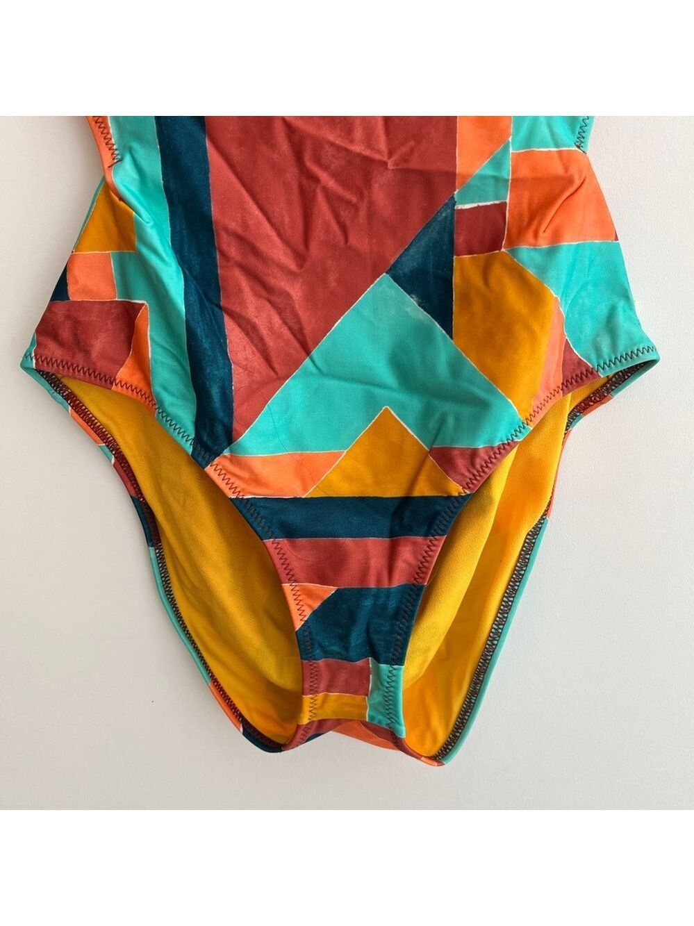 PRANA Neolani One Piece Swimsuit Geometric Pattern Atlantic Seaglass Resortwear - Picture 3 of 16